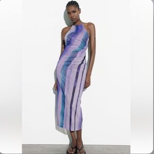 ZARA — Multicolor Halter Maxi Dress